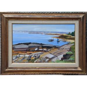 Marcel Gaillard "bord De Mer En Bretagne ?" Huile Sur Carton 31x48